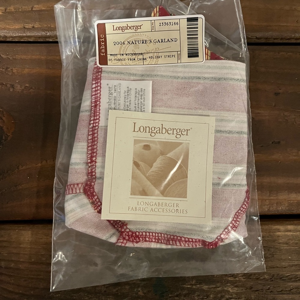 Longaberger ‘06 Christmas Customer Natures Garland Basket Stripe Liner Rectangle